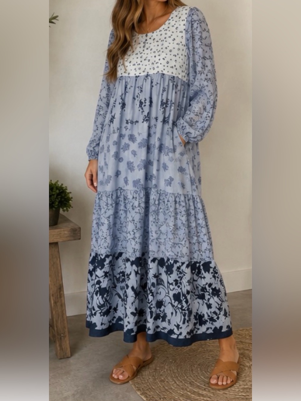 Noracora Floral Tiered Maxi Dress